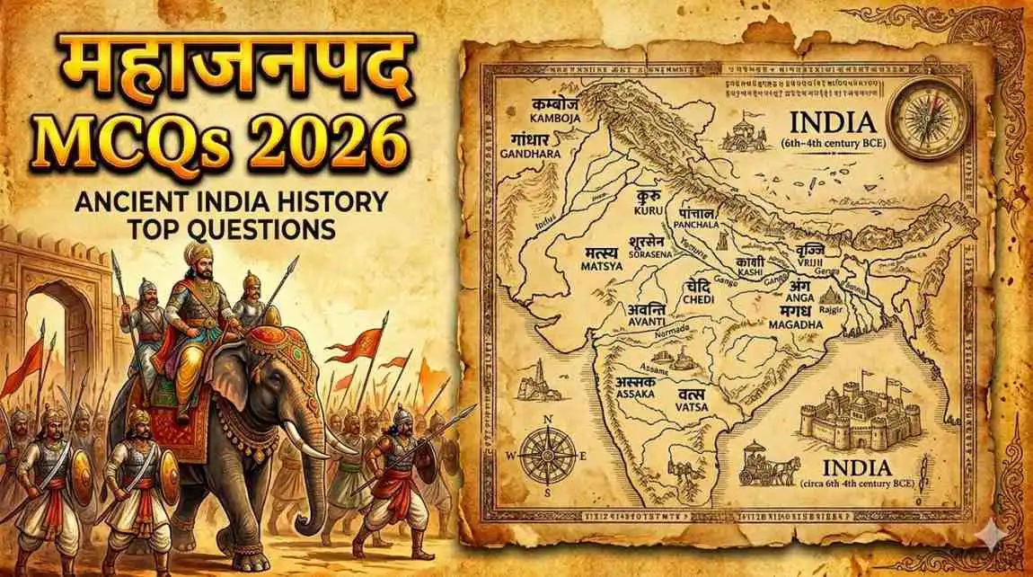 सोलह महाजनपद MCQs 2026 प्राचीन भारत इतिहास के महत्वपूर्ण प्रश्न उत्तर