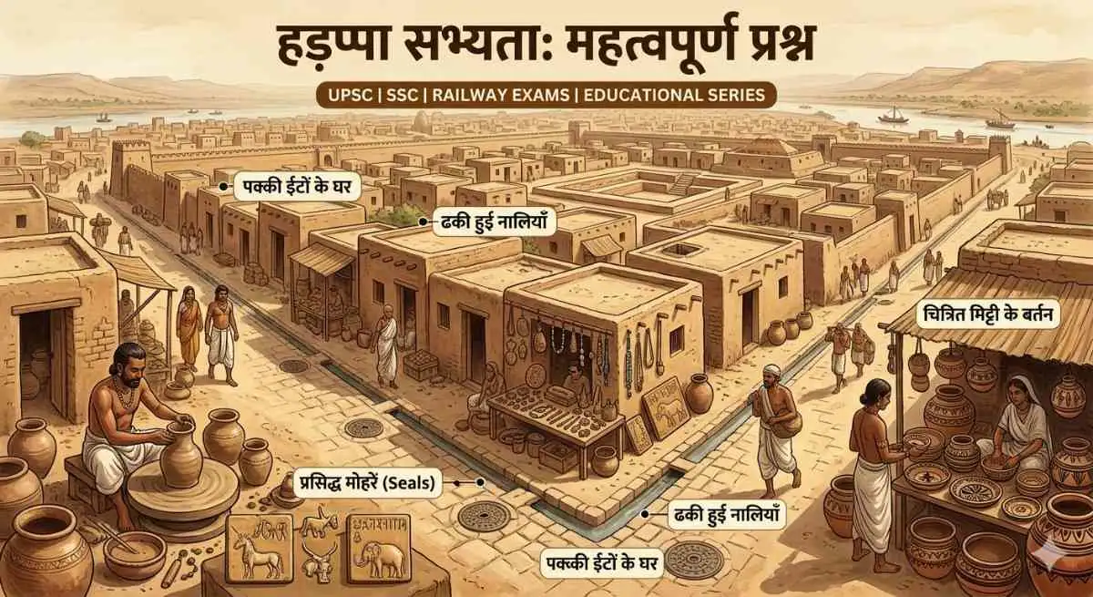 हड़प्पा सभ्यता का प्राचीन शहर और मिट्टी के बर्तन, UPSC/SSC/Railway परीक्षा के लिए 25 महत्वपूर्ण MCQs