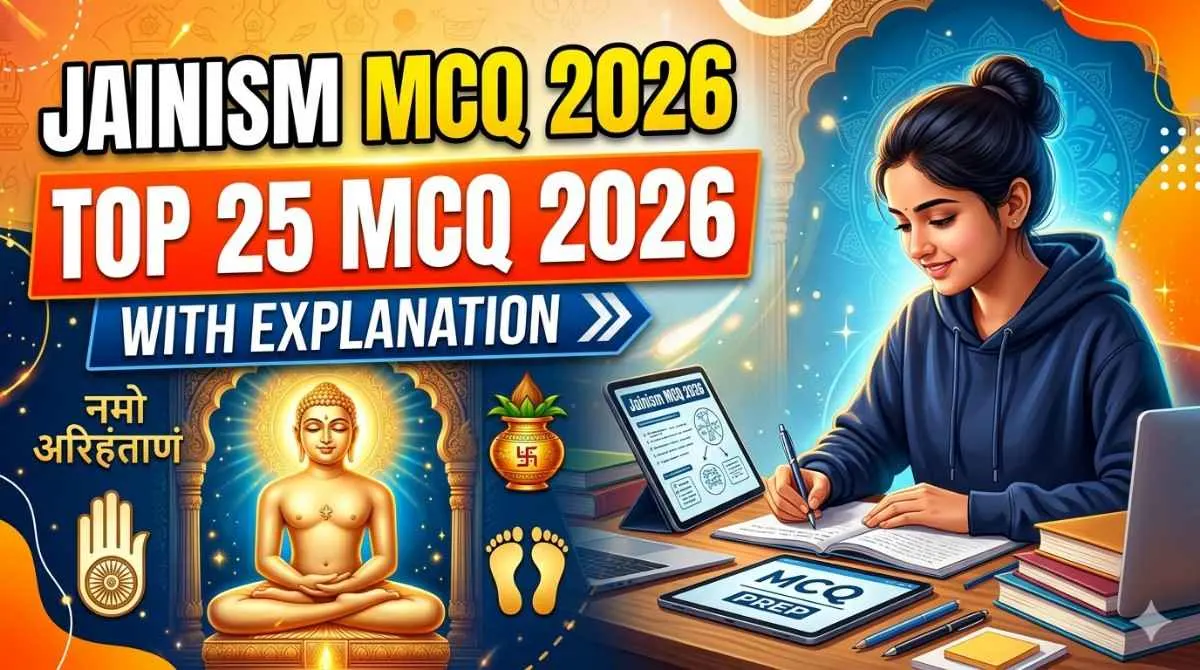 जैन धर्म MCQ 2026 के 25 महत्वपूर्ण प्रश्न उत्तर और व्याख्या सहित