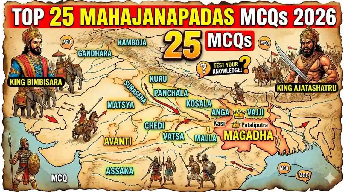 16 Mahajanapadas MCQs 2026 Ancient History Top 25 Questions
